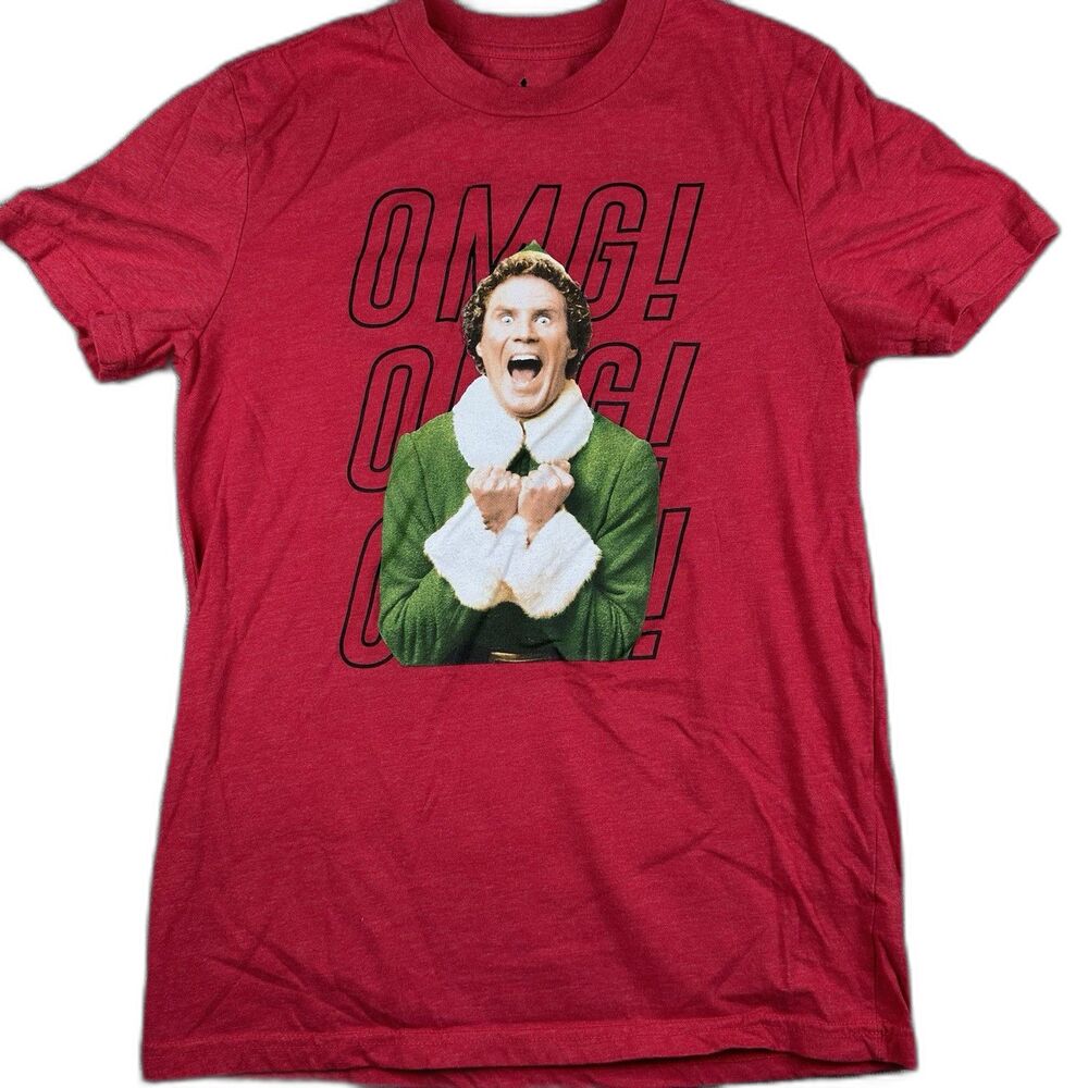 Elf Mens Red OMG Santa I Know Him Christmas Holiday T-Shirt Tee Shirt Small